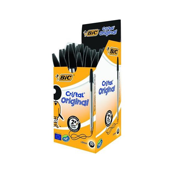 Golyóstoll, 0,32 mm, kupakos, BIC "Cristal Original", fekete Golyóstoll, 0,32 mm, kupakos, BIC "Cristal Original", fekete