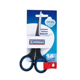   Olló, irodai, 14 cm, DONAU "Soft Grip", fekete-kék