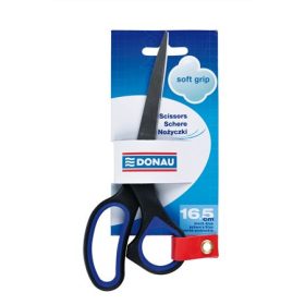   Olló, irodai, 16,5 cm, DONAU "Soft Grip", fekete-kék