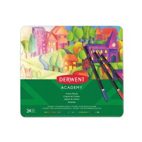   Színes ceruza készlet, fém doboz, DERWENT "Academy", 24 különböző szín