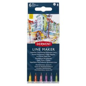   Tűfilc készlet, 0,3 mm, DERWENT "Line Marker", 6 különböző szín