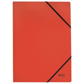 Gumis mappa, karton, A4, LEITZ "Recycle", piros