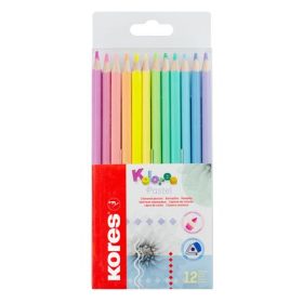   Színes ceruza készlet, háromszögletű, KORES "Kolores Pastel", 12 pasztell szín