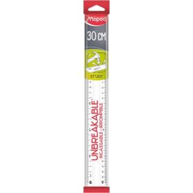   Vonalzó, műanyag, törhetetlen, 30 cm, MAPED "Study Unbreakable", átlátszó