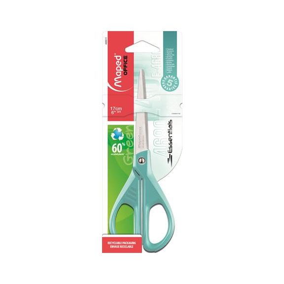 Olló, irodai, 17 cm, MAPED "Essentials Green", türkizkék Olló, irodai, 17 cm, MAPED "Essentials Green", türkizkék