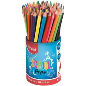   Színes ceruza készlet, háromszögletű, ceruzatartó, MAPED "School Peps"