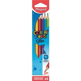   Színes ceruza készlet, háromszögletű, MAPED "Color'Peps Star", 6 különböző szín