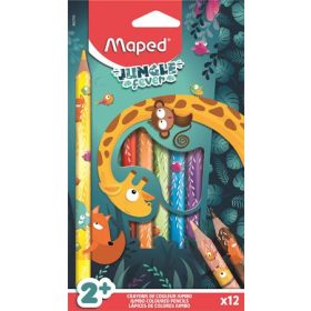   Színes ceruza készlet, vastag, MAPED "Jungle Fever", 12 különböző szín