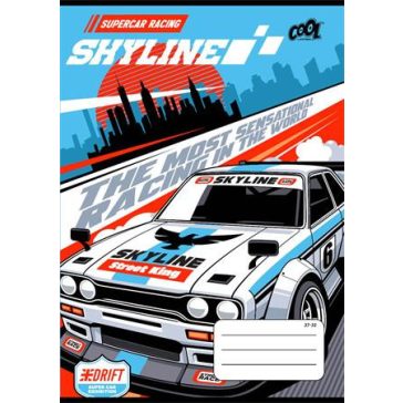 Füzet, tűzött, A5, kockás, 32 lap, COOL BY VICTORIA "Race cars", "27-32"