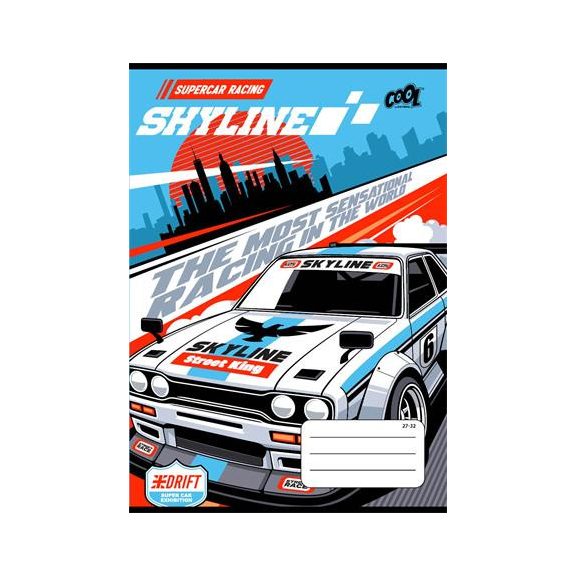 Füzet, tűzött, A5, kockás, 32 lap, COOL BY VICTORIA "Race cars", "27-32" Füzet, tűzött, A5, kockás, 32 lap, COOL BY VICTORIA "Race cars", "27-32"