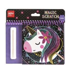   Képkarcoló füzet, APLI Kids "Magic Scratch", unikornis