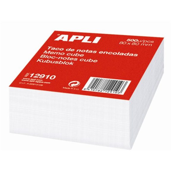 Kockatömb, 80x80 mm, ragasztott, APLI, fehér Kockatömb, 80x80 mm, ragasztott, APLI, fehér