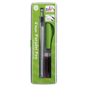   Töltőtoll, 0,5-3,8 mm, zöld kupak, PILOT "Parallel Pen"