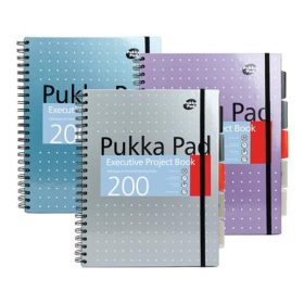   Spirálfüzet, A4+, vonalas, 100 lap, PUKKA PAD "Metallic Project Book", vegyes szín