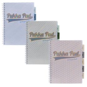   Spirálfüzet, A4, vonalas, elválasztóval, 100 lap, PUKKA PAD "Haze Project Book", vegyes szín