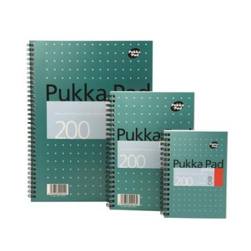 Spirálfüzet, A5, vonalas, 100 lap, PUKKA PAD, "Metallic Jotta"