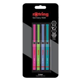   Tűfilc készlet, 0,4 mm, ROTRING "Liner", 4 különböző szín