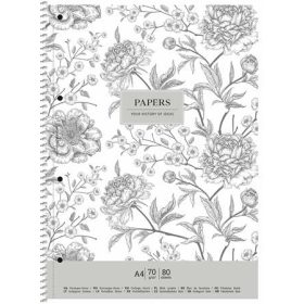   Spirálfüzet, A4+, vonalas, 80 lap, SHKOLYARYK "Vintage flowers", vegyes