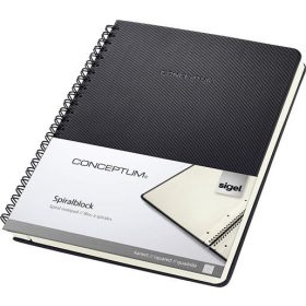   Spirálfüzet, exkluzív, A5, kockás, 80 lap, keményfedeles, SIGEL "Conceptum", fekete