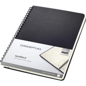   Spirálfüzet, exkluzív, A5, vonalas, 80 lap, keményfedeles, SIGEL "Conceptum", fekete
