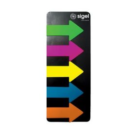   Jelölőcímke, műanyag, 5x25 lap, 25x45 mm, SIGEL "Nyilak", vegyes szín
