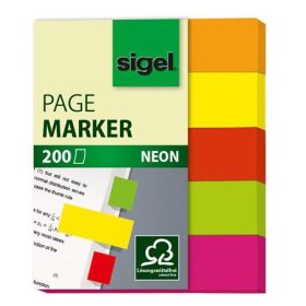  Jelölőcímke, papír, 5x40 lap, 12x50 mm, SIGEL "Neon Mini", vegyes szín