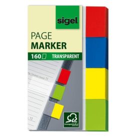   Jelölőcímke, műanyag, 4x40 lap, 20x50 mm, SIGEL "Clear", vegyes szín