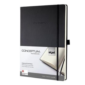   Jegyzetfüzet, exkluzív, A5, kockás, 97 lap, keményfedeles, SIGEL "Conceptum", fekete