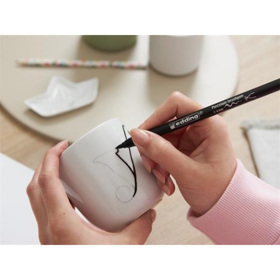 Ecsetirón készlet, porcelánra, EDDING "4200 Warm color", 6 különböző szín