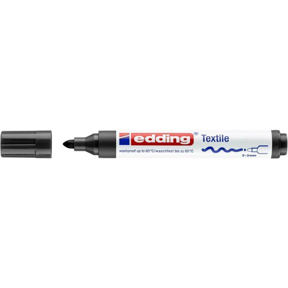 Textilmarker, 2-3 mm, kúpos, EDDING "4500", fekete