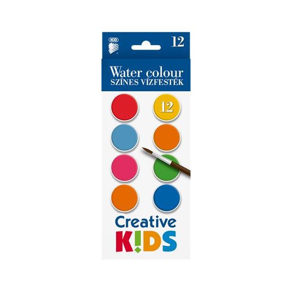 Vízfesték, 12 darabos, 28 mm, ICO "Creative Kids" Vízfesték, 12 darabos, 28 mm, ICO "Creative Kids"