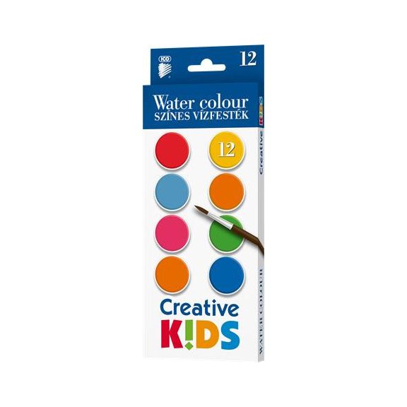Vízfesték, 12 darabos, 28 mm, ICO "Creative Kids" Vízfesték, 12 darabos, 28 mm, ICO "Creative Kids"