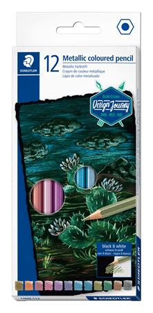 Színes ceruza készlet, hatszögletű, STAEDTLER® "metallic 146M", 12 különböző metál szín