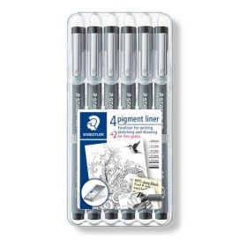   Tusfilc készlet, STAEDTLER "Pigment Liner 308", fekete, 4+2 darab