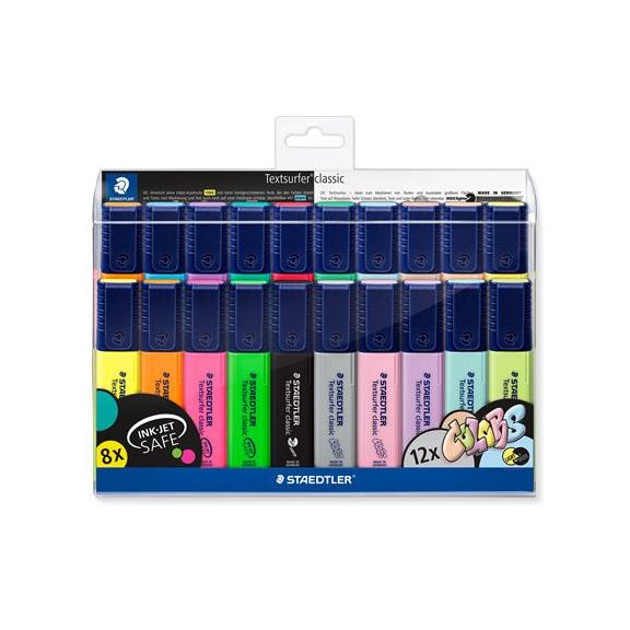 Szövegkiemelő készlet, 1-5 mm, STAEDTLER "Textsurfer Classic 364 WP20", 20 különböző szín Szövegkiemelő készlet, 1-5 mm, STAEDTLER "Textsurfer Classic 364 WP20", 20 különböző szín