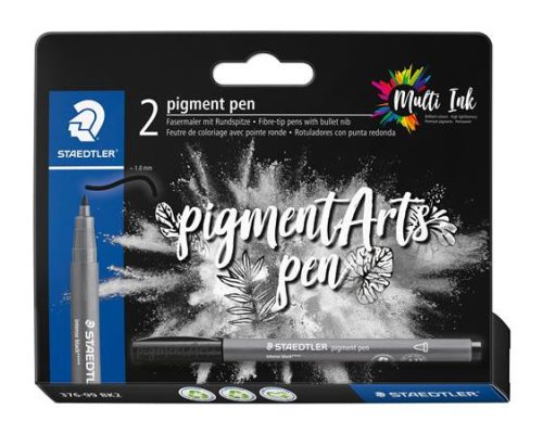 Filctoll, 1 mm, kúpos, 2 db, STAEDTLER® "Pigment pen 376", intenzív fekete