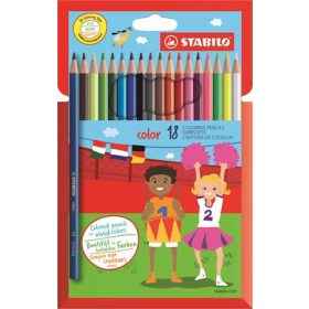   Színes ceruza készlet, hatszögletű, STABILO "Color", 18 különböző szín