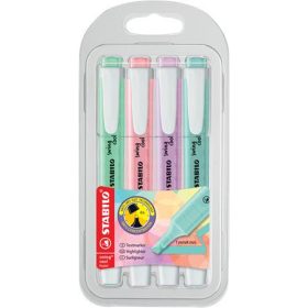   Szövegkiemelő készlet, 1-4 mm, STABILO "Swing Cool Pastel", 4 különböző szín