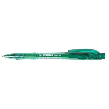   Golyóstoll, 0,38 mm, nyomógombos, STABILO "Liner 308", zöld