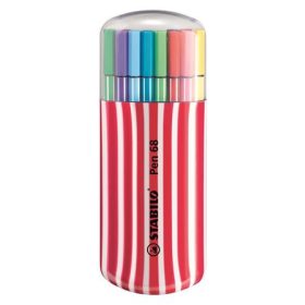  Filctoll készlet, 1 mm, piros tok, STABILO "Pen 68 Zebrui", 20 különböző szín