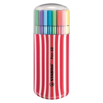   Filctoll készlet, 1 mm, piros tok, STABILO "Pen 68 Zebrui", 20 különböző szín