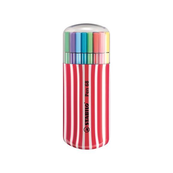 Filctoll készlet, 1 mm, piros tok, STABILO "Pen 68 Zebrui", 20 különböző szín Filctoll készlet, 1 mm, piros tok, STABILO "Pen 68 Zebrui", 20 különböző szín