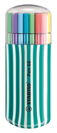 Filctoll készlet, 1 mm, türkiz tok, STABILO "Pen 68 Zebrui", 20 különböző szín