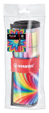 Filctoll, készlet, 1 mm, felcsavarható, STABILO "Pen 68 ARTY", 25 különböző színű