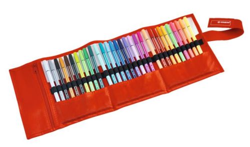 Filctoll, készlet, 1 mm, felcsavarható szett, STABILO "Pen 68", 30 különböző szín