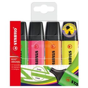   Szövegkiemelő készlet, 2-5 mm, STABILO "BOSS original", 4 különböző szín