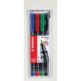   Alkoholos marker készlet, 0,7 mm, STABILO "OHPen F", 4 különböző szín