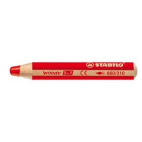   Színes ceruza, kerek, vastag, STABILO "Woody 3 in 1", piros