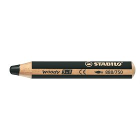  Színes ceruza, kerek, vastag, STABILO "Woody 3 in 1", fekete