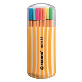   Tűfilc készlet, 0,4 mm, STABILO "Point 88 Zebrui", 15+5 különböző szín